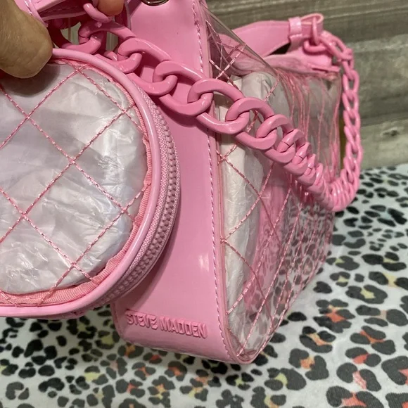 NEW Steve Madden Clear PINK Shoulder Handbag - Picture 3 of 5